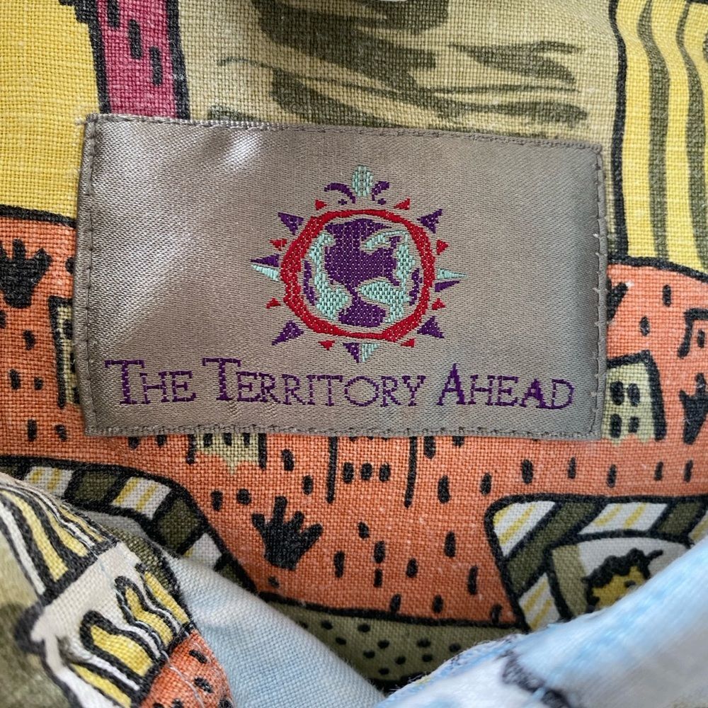 The Territory Ahead Men’s Large button front short sleeve linen cotton fun. - Picture 3 of 8